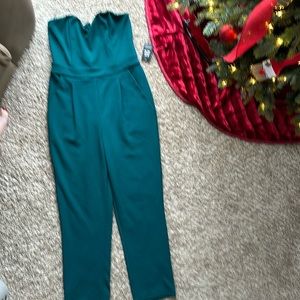 Express emerald green strapless pantsuit